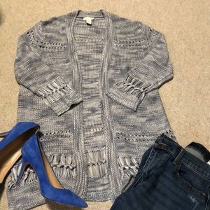 Chico’s crochet/ knit open long cardigan